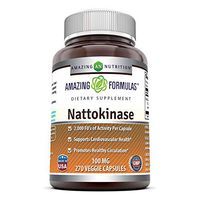 Amazing Formulas Nattokinase Dietary Supplement - 100mg, 90 Veggie Capsules. Every Vegetarian Capsules Contain 2000 FU Enzyme Activity from Pure Nattokinase