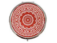 Metal Pill case for 7 Days with Mirror Design in Red