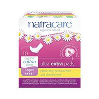 Natracare Organic Cotton Ultra Extra Super Pads with Wings 10 per pack (PACK OF 4)
