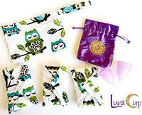 Luna Cup Period Starter Kit Set- 1 Small 1 Large Menstrual Cup 1 Small Pouch 3 Cloth Pads for Women 1 Wet Bag (7 pcs Set)