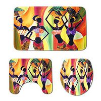 MSlongzc 3Pcs Exotic Anti-Slip Carpet Women Fruit Non-slip Bathroom Toilet Lid Cover Floor Mat Rug Carpet Home Decor