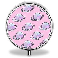 Spaceship Pill Case, Round Stainless Drug Organizer Container Medicine Cover for Pocket Daily&Weekly