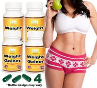 Ayurleaf Weight Gainer - Ladies Weight Gain Formula. Gain Weight Pills for Women. Helps Skinny Women gain Voluptuous Curves. Legs, Butt & Bust Butt Enhancer. Fast Weight for Women. (4) Four Bottles
