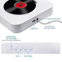 CD Player with Bluetooth - Portable CD player-01 Wall Mountable, Remote Control, FM Radio HiFi Speaker, Supports USB, Earphones and Phone Charging by HANPURE(White)