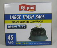 Ri-pac Value Pack, 33GAL / 45CT, Large Trash Bags