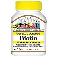Biotin 5000 Mcg Capsules, 220 Count (In 2 Bottles)/Biotine 5000 Mcg Capsules, 220 Count (En 2 bouteilles)