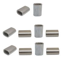 DBM IMPORTS 10 Pc Marine Stainless Steel 1/8" Oval Crimping Sleeve Wire Rope Cable Clip Tube Fitting Connector