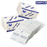 200 Pcs 75% Alcohol Disinfectant Cotton Slices Sterile Alcohol Prep Pads Gauze Pads Individually Wrapped Swap Pad Wet Wipe for Outdoor Skin Cleaning Care, 6x6 cm