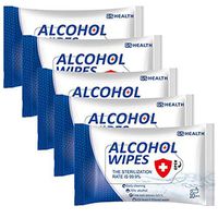 Alcohol Disinfectant Wipes, 75% Alcohol Wet Wipes Skin Soft Disposable Hand Instant Cleaning Cloths for All-Purpose Cleaning (5 Pack,50 Wipes)