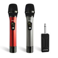 Wireless Microphone, UHF Wireless Dual Handheld Dynamic Mic System Set with Rechargeable Receiver, 260ft Range, 6.35mm(1/4'') Plug, for Karaoke, Voice Amplifier, PA System, Singing Machine, Church