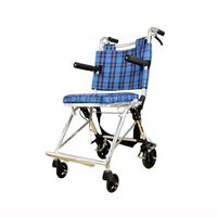 QIDI Wheelchair Folding Boarding Available Lightweight Manual Brake Solid Tire Armrest Safety Brake Portable Travel (Color : Blue)