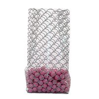 25ct Silver"Cottage Scallops" 4x2x9" Medium Cello Cellophane Treat Food Snack Bags nfLG -1432