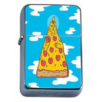Pizza Love Flip Top Oil Lighter Em2 Smoking Cigarette Silver Case Included