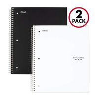 Five Star Spiral Notebooks, 5 Subject, College Ruled Paper, 200 Sheets, 11 x 8-1/2 inches, Black, White, 2 Pack (73035)