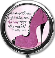 High Heels Design New Silver Round Pill Box Decorative Metal Medicine Vitamin Organizer Unique Gift