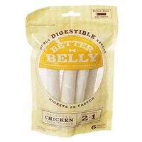 Better Belly Highly Digestible Rawhide Original Chicken Liver Flavor Treat Rolls for Dogs (6-Pack)