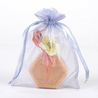 Tulle Organza Drawstring Gift Bag 8 x 14 inches 8"x14" (Quantity of 10, Smoke Blue)