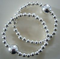 Queasy Beads® ~ Two (2) Authentic Stylish Motion Sickness Anti Nausea Acupressure Bracelets in Silver Brilliance ~ Genuine, High Quality Sterling Silver Beads for Nausea Relief