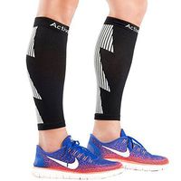 ActiveGear Calf Compression Sleeves for Men and Women to Improve Circulation and Recovery - Black/Gray L/XL (One Pair)
