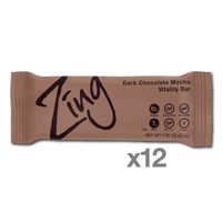 Zing Plant-Based Protein Bar |Dark Chocolate Mocha , 12 Count | Coffee and Sunflower Seed Butter | 10g Protein and 7g Fiber | Vegan, Gluten-Free, Non-GMO | Created by Professional Nutritionists
