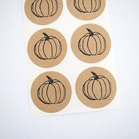 Pumpkin Stickers, Rustic Round Envelope Seals and Labels by Once Upon Supplies, for Autumn Themed Parties, 1.5 Inches, 60 Stickers