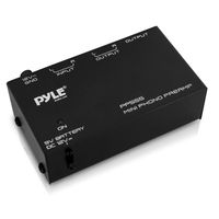 Pyle Phono Turntable Preamp - Mini Electronic Audio Stereo Phonograph Preamplifier with 9V Battery Compartment, Separate DC 12V Power Adapter, RCA Input, RCA Output & Low Noise Operation (PP555)