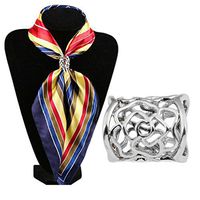 Geometric Lady Girls Scarf Ring Silk Clip Buckle Charms Fashion Winter Decor Popular Aesthetic Jewelry Party Cheap Style | Item - Hollow Rose Pattern Silver