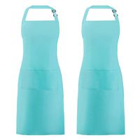 Syntus 2 Pack Adjustable Bib Apron Waterdrop Resistant with 2 Pockets Cooking Kitchen Aprons for Women Men Chef, Green