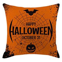 CCatyam Happy Halloween Pillowcase Scary Zombie Black Cat Bat Throw Pillow Case Cushion Cover October 31 Home Decorative for Sofa 18" x 18"
