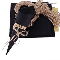 Yalulu 50Pcs Brown/Black Wedding Favors Kraft Paper Cones Candy Boxes Ice Cream Flower Holder DIY Wedding Table Decor Party Gift Box (Black)
