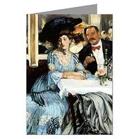 Twelve Note Cards of William Glackens Ashcan School Impressionist Oil Painting Titled Chez Mouquin in a Boxed Set