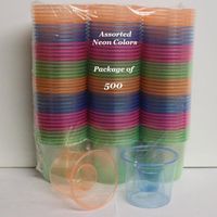 Plastic Power Bomber Shot Cups or Jager Blaster Bomb Glasses (Case of 500, Assorted Neon - Soft Plastic)