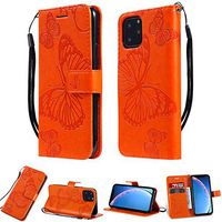 Amocase Wallet Leather Case with 2 in 1 Stylus for iPhone 11 6.1" 2019,Premium Strap 3D Butterfly Magnetic PU Leather Stand Shockproof Card Slot Case for iPhone 11 6.1" 2019 - Orange