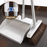 SADDPA Magnetic Attraction Broom Dustpan Suit Creative Windproof Foldable Storage Soft Easy Clean Home Sweeping Cleaning Tools (Color : Chocolate)