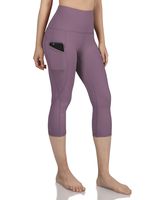 ODODOS Women's High Waist Yoga Capris with Pockets,Tummy Control,Workout Capris Running 4 Way Stretch Yoga Leggings with Pockets,Lavender,Medium