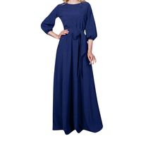 Wenfanal Women Dresses Vintage Elegant Lantern Sleeve Tie Waist Maxi Dress Party Wedding Fall Tunic Shift Casual Dress