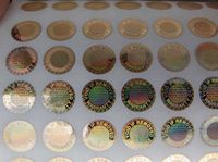 8mm Circular Warranty Void Hologram Labels / Stickers Tamper Evident Gold Golden Foil x 1000