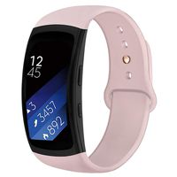 OenFoto Sports Band Compatible Gear Fit2 Pro/ Fit2, Replacement Silicone Accessories Strap Samsung Gear Fit2 Pro SM-R365/ Gear Fit2 SM-R360 Smartwatch-Sand Pink with Rose Gold Button, Small