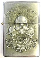 Eclipse Biker Three Skull Design Windproof Jet Flame Pocket Torch Lighter, 1880