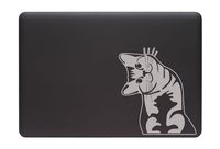 Yadda-Yadda Design Co. Cat - Whatcha Doin? - I Can Haz? - MacBook or Laptop Decal - (Mirrored - Left) (5.5" w x 6" h) (Color Variations Available) (Matte Silver)