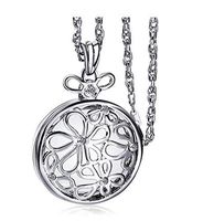 Llx 10X Necklace Magnifying Vintage Hollow Flower Accessories Zircon Jewelry Magnifier Pendant Necklace, 42mm Silver