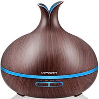 URPOWER 400ml Essential Oil Diffuser Wood Grain Diffuser with Auto Shut-off, 7 Color Light Aromatherapy Oil Diffuser Humidifier and 4 Timer Settings Humidifiers for Bedroom Office