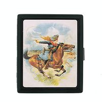 Perfection In Style Metal Cigarette Case Vintage Cowgirl Design 009