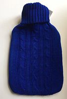 Warm Tradition Blue Cable Knit Covered Hot Water Bottle - Bottle Made in Germany