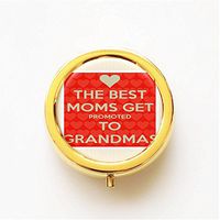 RhyNSky Only The Best Great Moms Get Promoted to Grandma Mini Gold Portable Pocket Purse Pill Box Case Pillbox, 3 Compartments -295