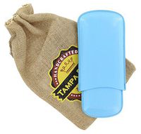 Tampa Fuego Cigar Case Genuine Leather Pale Blue Unlined Made in USA