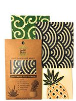 Reusable Vegan Wraps For Food, Organic Assorted Design 3 Pack by Earth's Basics - Plant Based Food Wraps, Non-Toxic, Biodegradable, Eco friendly - 3 Medium Wraps