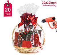 Large Shrink Wrap Bags for Easter Gift Baskets,30x30 inches Clear PVC Heat Shrink Bags Cellophane Wrap for Packaging,Gift Wrapping 20 Pack