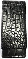 HHB Eclipse Black Croco Print Cedar Lined Vinyl Cigar Case, 3362