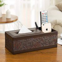 T-ZJHC Multi-Function Tissue Box Desktop Living Room Coffee Table, Long 2 Grid - Classical Flower